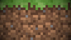 Minecraft泥土方塊，草頂部，像素網格風格