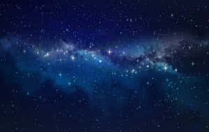 深邃宇宙夜空中充滿活力的藍色星雲和閃爍的星星。