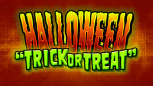 發光綠色和橙色的萬聖節 trick or treat 文字，帶有滴落效果。 — 萬聖節恐怖 壁紙
