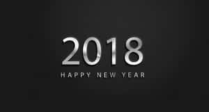 在深色背景上，閃亮銀色2018文字與新年快樂。 — 新年動畫 壁紙