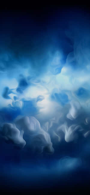 在深色背景上柔和發光的抽象藍色煙霧雲。 — iPhone Air 壁紙