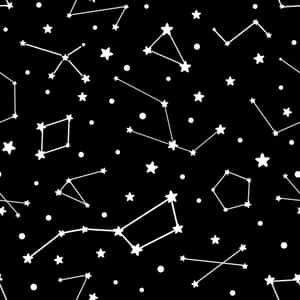黑色背景上帶有白色星星和星座線條的重複圖案。 — 月色夜空 壁紙