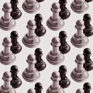 鉛筆素描風格的黑白棋子重複圖案。 — 國際象棋 壁紙