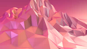 粉紅色多邊形山景，漸變天空 — 淺粉紅色美學動圖 壁紙