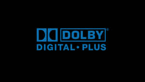 黑色背景上的藍色 Dolby Digital Plus 標誌 — 省電 壁紙