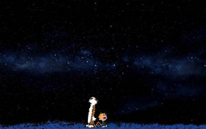 卡爾文和他的老虎仰望星空。 — 卡爾文與霍布斯 壁紙
