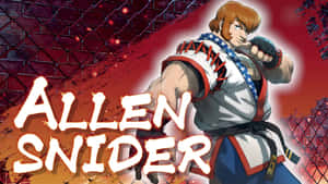 動漫武術家 Allen Snider 以戰鬥姿勢站在紅色鐵絲網背景前。