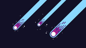 三顆發光的彗星，帶有藍色軌跡和紫色尾巴，劃過黑暗的星空。