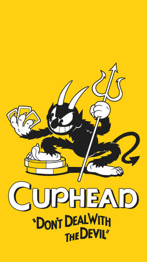 Cuphead 卡通魔鬼手持牌和三叉戟與籌碼