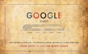 在舊羊皮紙上的 Google Classic 搜尋介面，復古設計。