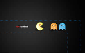 Pac-Man 同兩個驚恐嘅鬼魂面對致命系統錯誤訊息。
