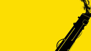 黑色工業管道在黃色背景上排放煙霧 — 黃色美學 壁紙