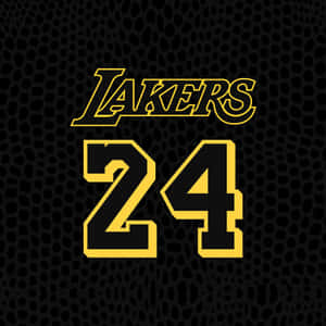 黑色紋理背景上的黃色Lakers籃球球衣號碼24 — iPad 壁紙