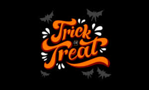 黑色背景上帶有蝙蝠的萬聖節 trick or treat 文字 — 簡潔 壁紙