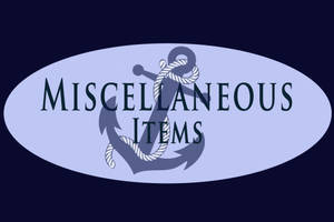 海軍藍橢圓形標誌，帶有錨和繩索，文字顯示 miscellaneous items