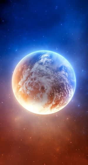 星空宇宙背景中帶有雲層的發光行星 — 地球 壁紙