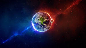被色彩繽紛的宇宙星雲和恆星環繞的深空中的行星地球。 — 太空 壁紙