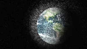 從太空看地球，帶有閃爍的星星和宇宙塵埃光環。 — 中性 壁紙