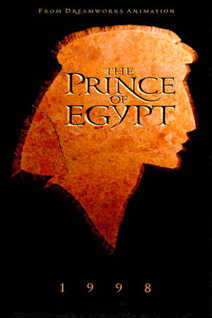 電影《The Prince of Egypt》海報， featuring 一個石頭法老剪影和標題文字。
