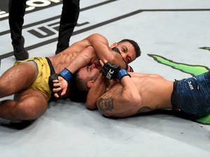 兩名MMA拳手在UFC比賽中被鎖喉鎖定。