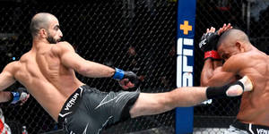 兩名MMA拳手在UFC比賽期間於八角籠內交戰。