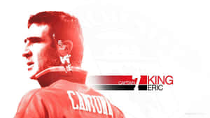 足球員 Eric Cantona 的紅白圖形肖像，帶有 'Captain King' 文字。