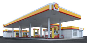 設有燃油泵、服務中心和洗車場的Shell加油站。