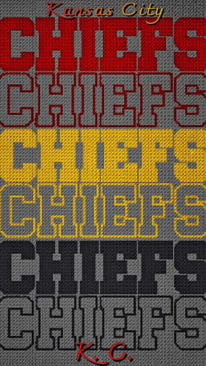 以球隊顏色重複 Chiefs 文字的針織紋理壁紙。