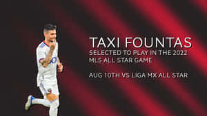 足球運動員 Taxi Fountas 慶祝入選 2022 年 MLS 全明星賽。