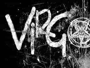 白色塗鴉標籤 VIRGO 帶五角星在深色刮花牆上。 — 星座 壁紙