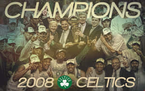 波士頓塞爾特人籃球隊以獎盃慶祝2008年NBA總冠軍。 — 波士頓塞爾特人 GIF 壁紙