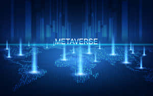 帶有發光藍色數據流和 metaverse 一詞的數位世界地圖。