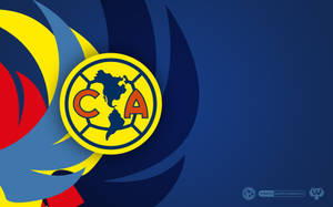 Club América 足球隊標誌，配以旋轉的藍色、黃色和紅色抽象背景。