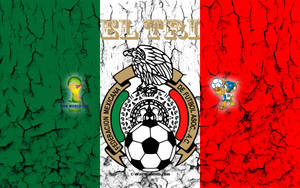 帶有破裂紋理的墨西哥國旗和 El Tri 足球標誌。