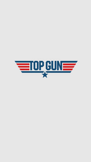 Top Gun 標誌，紅白藍翅膀和星星在灰色背景上