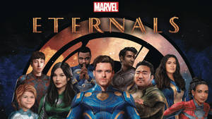 Marvel Eternals 超級英雄團隊身穿宇宙盔甲，背景是星空太空。