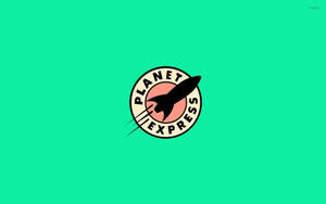 綠色背景上帶有黑色火箭的 Planet Express 標誌