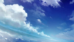藍天白雲倒映在平靜的海面上。 — 藍天 壁紙