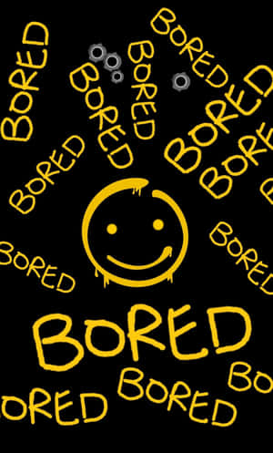 一個滴落的黃色笑臉被塗鴉風格的單詞 bored 包圍。 — Infinix Xpad 20 Pro 壁紙