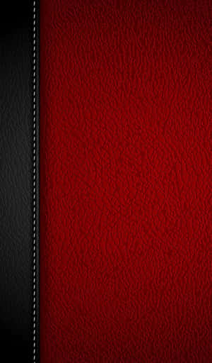 紅色和黑色皮革面板由白色縫線分隔。 — Galaxy Tab A 壁紙