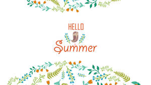 Hello Summer 問候，附鳥兒和花環 — 花卉動畫 壁紙