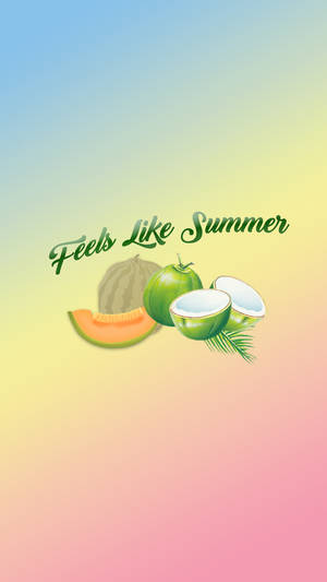 夏日水果在色彩繽紛的漸變背景上，帶有「Feels Like Summer」文字。