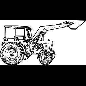 夕陽下的強勁綠色拖拉機 — 插畫 壁紙