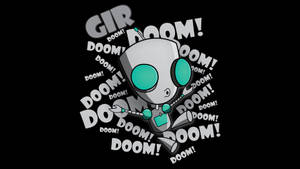 卡通機械人，擁有藍綠色眼睛，被「DOOM!」文字包圍。