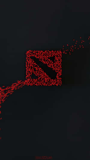 深色背景上的紅色粒子 Dota 2 標誌