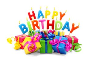 慶祝用的 happy birthday 蠟燭和包裝禮物。
