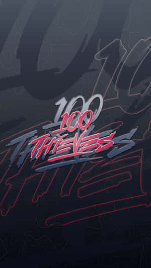 在黑暗地形背景上的紅色和銀色遊戲標誌 100 Thieves