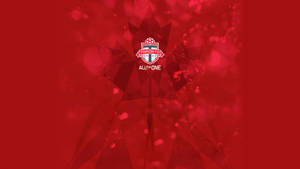 Toronto FC 足球隊標誌在紅色幾何背景上，帶有楓葉設計。