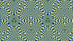 帶有重複螺旋的催眠藍色、黃色、黑色幾何圖案。