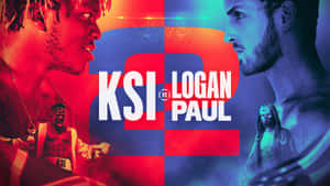 兩名男性拳手以紅藍色調面對面，帶有「KSI vs LOGAN PAUL」文字。